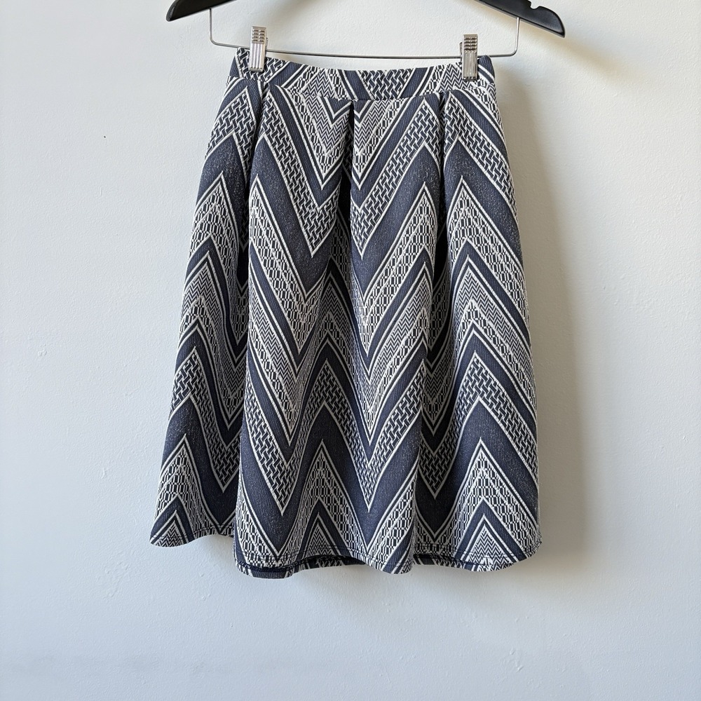 JOE B Chevron A-Line Skirt Women Small Blue White Geometric Y2K Cottagecore Boho - Picture 2 of 8
